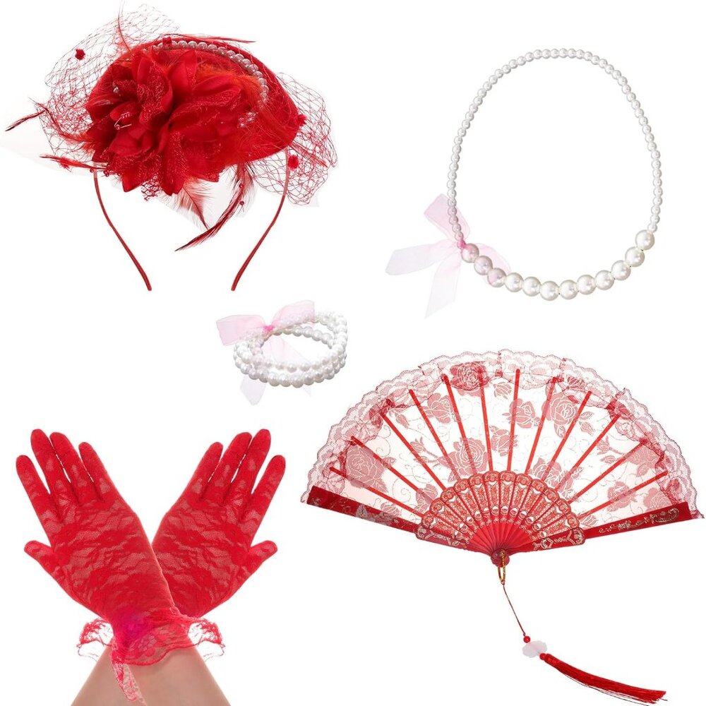 5pcs Tea Party Accessories Set For Women Tea Party Favors Kit Tea Party Gloves H